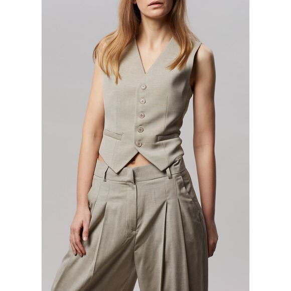 The Frankie Shop Jackets & Blazers - The Frankie Shop Gelso Waistcoat Light Taupe Melange Vest Medium Neutral